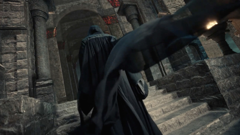 Screencap of Hei Pao Shi from Guardian Hei Pao Shi makes a dramatic exit, robes flying.
